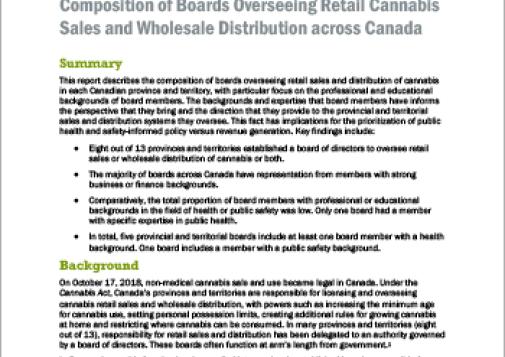 Composition of Boards Overseeing Retail Cannabis Sales and Wholesale Distribution across Canada [Policy Brief]