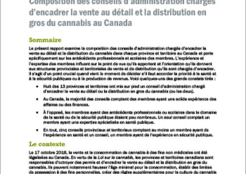 Composition des conseils d’administration chargés d’encadrer la vente au détail et la distribution en gros du cannabis au Canada [Document d'orientation]