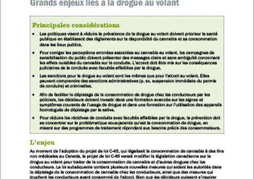Grands enjeux liés à la drogue au volant [Document d'orientation]