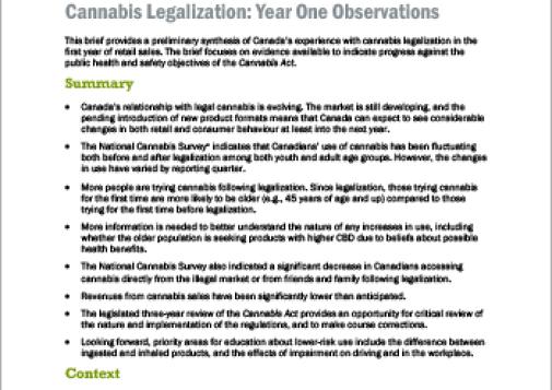 Cannabis Legalization: Year One Observations