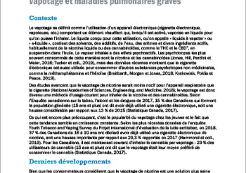 Vapotage et maladies pulmonaires graves