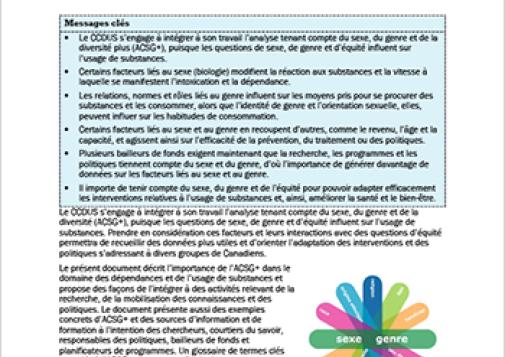 Analyse tenant compte du sexe, du genre et de l’équité [rapport]