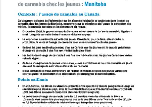 Habitudes et tendances provinciales dans l’usage de cannabis chez les jeunes : Manitoba