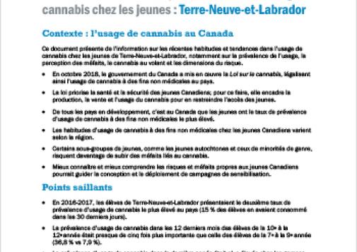 Habitudes et tendances provinciales dans l’usage de cannabis chez les jeunes : Terre-Neuve-et-Labrador