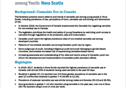 Provincial Patterns and Trends in Cannabis Use among Youth: Nova Scotia