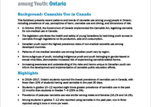 Provincial Patterns and Trends in Cannabis Use among Youth: Ontario