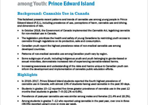 Provincial Patterns and Trends in Cannabis Use among Youth: Prince Edward Island