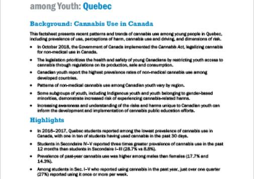 Provincial Patterns and Trends in Cannabis Use among Youth: Quebec