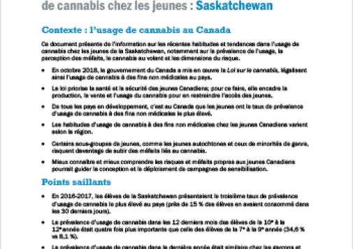 Habitudes et tendances provinciales dans l’usage de cannabis chez les jeunes : Saskatchewan
