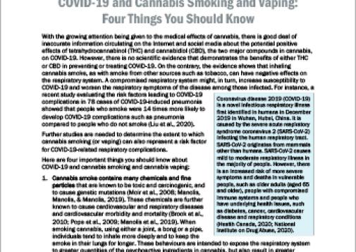 COVID-19 and Cannabis Smoking and Vaping: Four Things You Should Know [report]