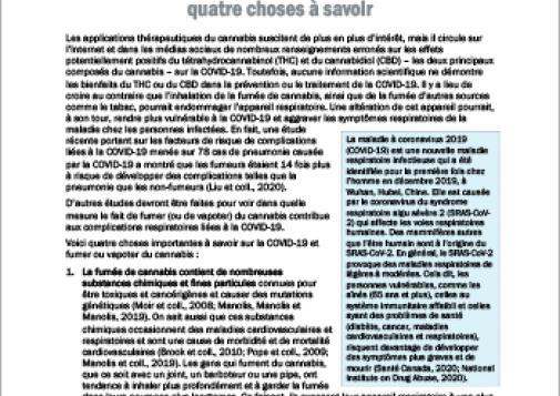 COVID-19 et fumer ou vapoter du cannabis : quatre choses à savoir [rapport]