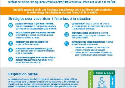 Gérer le stress, l’anxiété et l’usage de substances pendant la COVID-19 : un outil pour les professionnels de la santé [infographie]