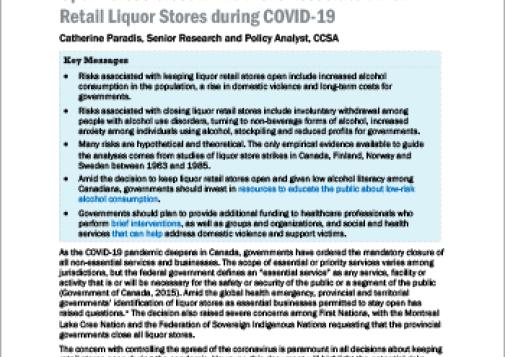 Open versus Closed: The Risks Associated with Retail Liquor Stores during COVID-19