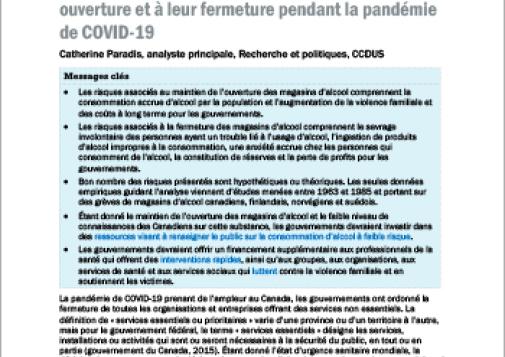Magasins d’alcool : risques associés à leur ouverture et à leur fermeture pendant la pandémie de COVID‑19