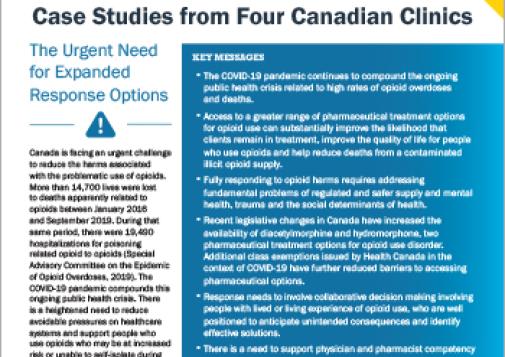 Exploring Expanded Response Options to Opioid Harms: Case Studies from Four Canadian Clinics