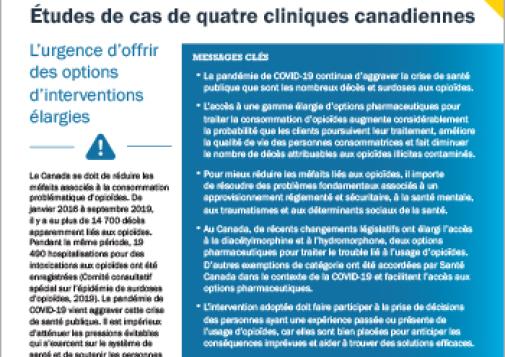 Options d’interventions élargies pour réduire les méfaits liés aux opioïdes : études de cas de quatre cliniques canadiennes