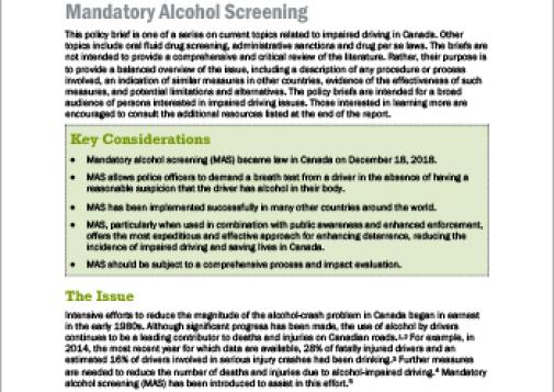  Mandatory Alcohol Screening [Policy Brief]
