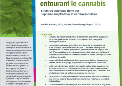 Dissiper la fumée entourant le cannabis: Effets du cannabis fumé sur l’appareil respiratoire et cardiovasculaire [rapport]