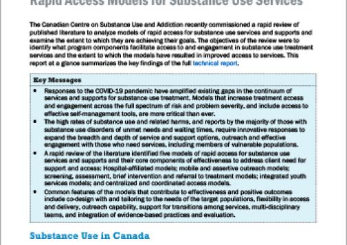Rapid Access Models for Substance Use Services (Report at a Glance)