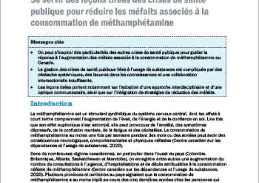 Se servir des leçons tirées des crises de santé publique pour réduire les méfaits associés à la consommation de méthamphétamine [rapport]