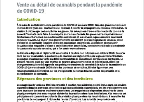 Vente au détail de cannabis pendant la pandémie de COVID-19 [Document d’orientation]