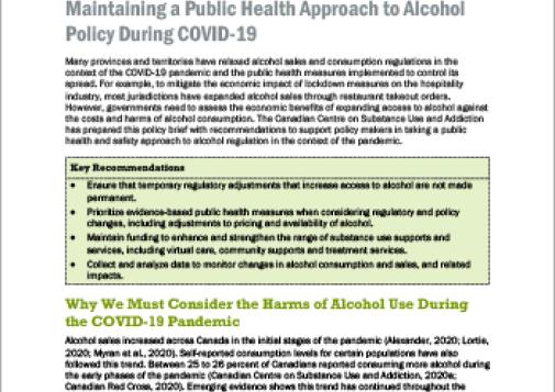 Maintaining a Public Health Approach to Alcohol Policy During COVID-19 [Policy Brief]