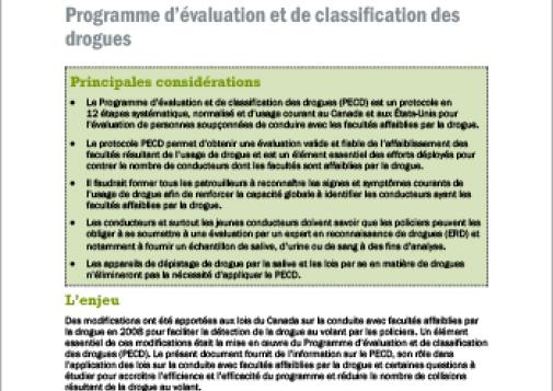 Programme d’évaluation et de classification des drogues [Document d’orientation]