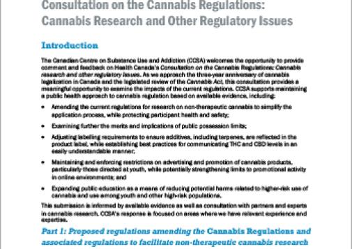 Consultation on the Cannabis Regulations: Cannabis Research and Other Regulatory Issues [Policy Brief]