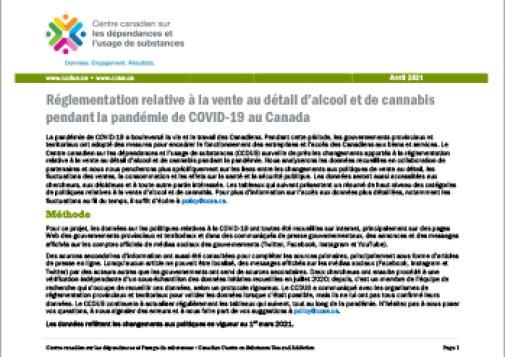 Réglementation relative à la vente au détail d’alcool et de cannabis pendant la pandémie de COVID-19 au Canada [1er mars 2021]