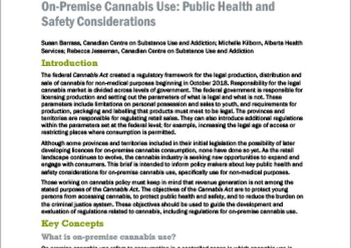 On-Premise Cannabis Use: Public Health and Safety Considerations [Policy Brief]