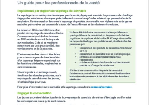 Parler du vapotage de cannabis avec les jeunes : Un guide pour les professionnels de la santé