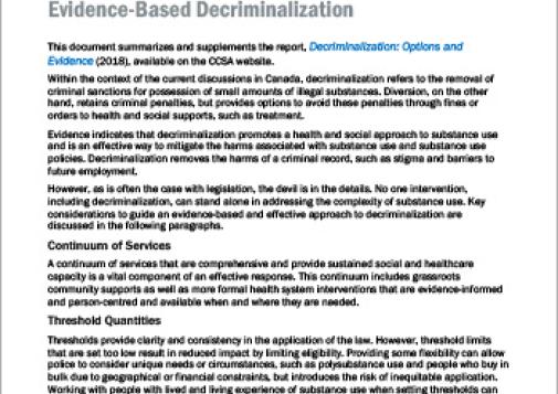 Evidence-Based Decriminalization (Policy Brief)