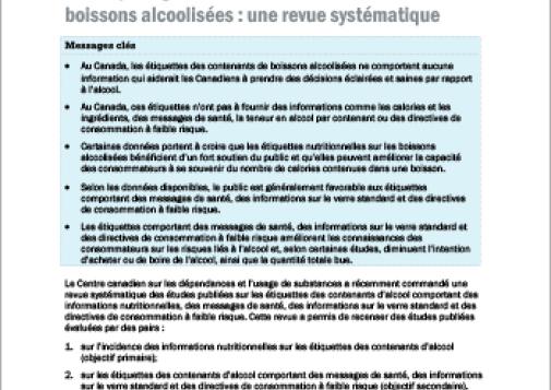 Un étiquetage amélioré des contenants de boissons alcoolisées : une revue systématique (Survol du rapport)