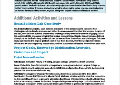 Additional Activities and Lessons: Brain Builders Lab Case Study