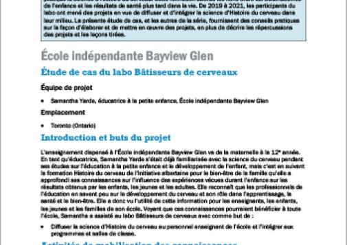 École indépendante Bayview Glen : étude de cas du labo Bâtisseurs de cerveaux