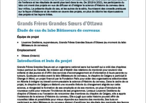 Grands Frères Grandes Sœurs d’Ottawa : étude de cas du labo Bâtisseurs de cerveaux