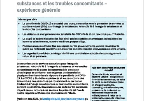 Services et soutiens virtuels pour l’usage de substances et les troubles concomitants – expérience générale (Survol du rapport)