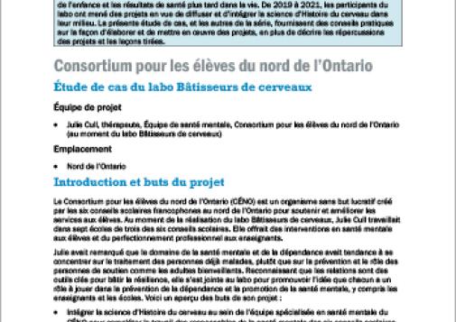 Consortium pour les élèves du nord de l’Ontario : étude de cas du labo Bâtisseurs de cerveaux