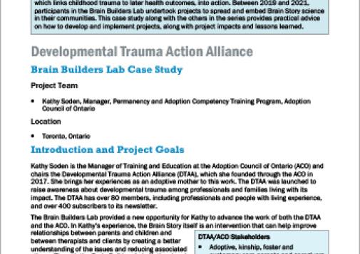 Developmental Trauma Action Alliance: Brain Builders Lab Case Study