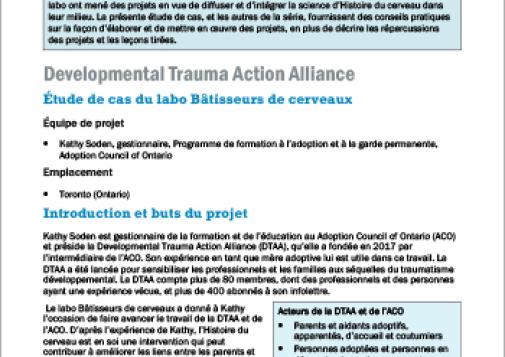 Developmental Trauma Action Alliance : étude de cas du labo Bâtisseurs de cerveaux
