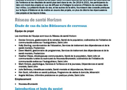 Réseau de santé Horizon : étude de cas du labo Bâtisseurs de cerveaux