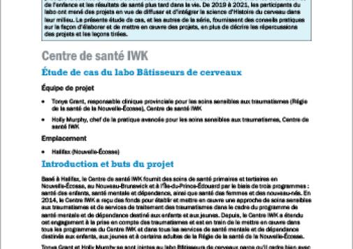 Centre de santé IWK : étude de cas du labo Bâtisseurs de cerveaux