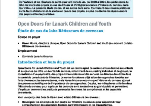 Open Doors for Lanark Children and Youth : étude de cas du labo Bâtisseurs de cerveaux