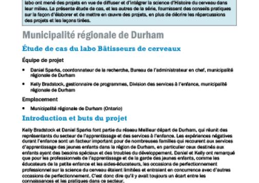 Municipalité régionale de Durham : étude de cas du labo Bâtisseurs de cerveaux