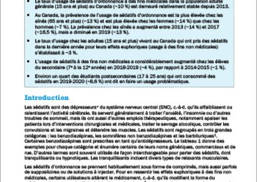 Sédatifs (Sommaire canadien sur la drogue)