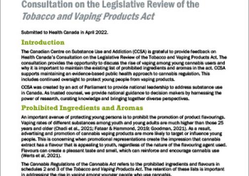 Consultation on the Legislative Review of the Tobacco and Vaping Products Act