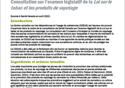 Consultation sur l’examen législatif de la Loi sur le tabac et les produits de vapotage