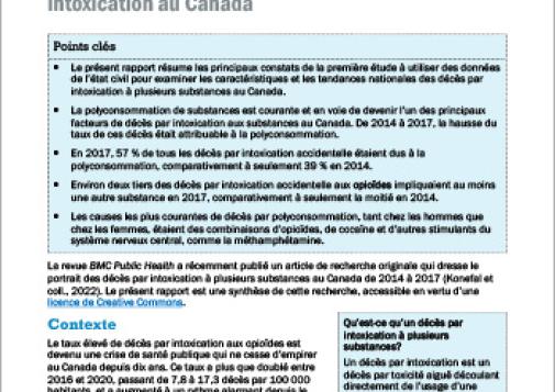 Polyconsommation de substances et décès par intoxication au Canada (Survol du rapport)