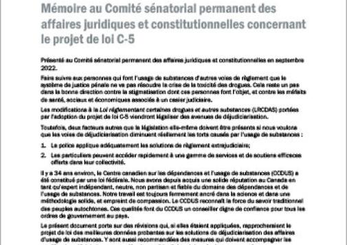 Bill C-5 Diversion Standing Senate Committee