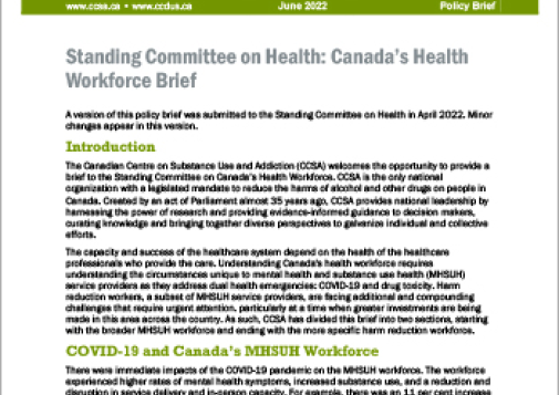 Standing Committee on Canada’s Health Workforce in May 2022